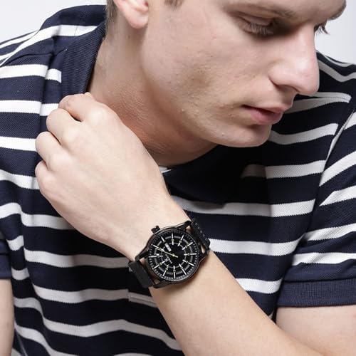 Daniel Klein Leather Analog Dial Men Watch -Dk11599-5, Band_Black