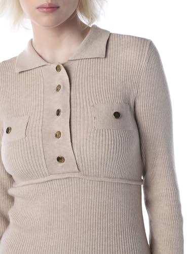 ONLY Women's Self Design Bodycon Beige Dress