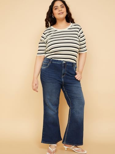 Max Women Washed Flared Jeans (Blue_40)