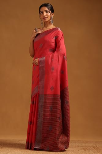 Soch Womens Red Art Silk Woven Design Saree