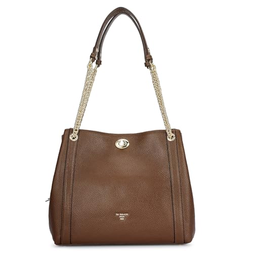Da Milano Leather Shoulder Bag for Women - Brown (00846OL)