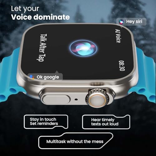 GOBOULT Newly Launched Crown Smart Watch 1.95'' Screen, BT Calling, Working Crown, Zinc Alloy Frame, 900 Nits Brightness, AI Voice Assistant, SpO2 Monitoring, 120+ Sports Mode (Denim Blue)