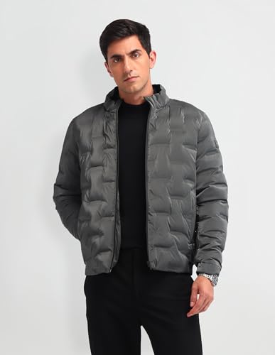 Arrow New York Men's A-Line Coat (ANAIJK4609_Dark Grey