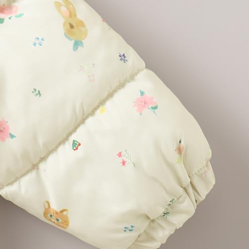 Hopscotch Girls Full Sleeves Beige Floral Bow Applique Long Coat For Ages(4-5 Years)