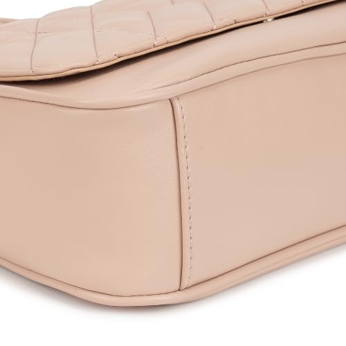 Fastrack Metro Quilted Sling Bag for Women|Pink Faux Leather Crossbody Bag|Quilted Flap Design with Zip & Magnetic Closure Spacious Compartment with Organiser Pockets|Adjustable Strap|External Pocket