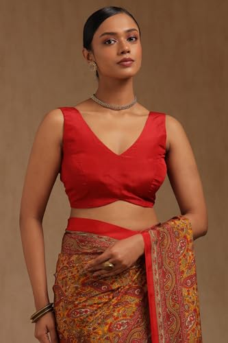 Soch Womens Red Crepe Ethnic Motifs Saree