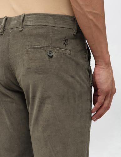 U.S.Polo Association Men's Denver Slim Fit Corduroy Trousers (USTRO018D_Green_40)