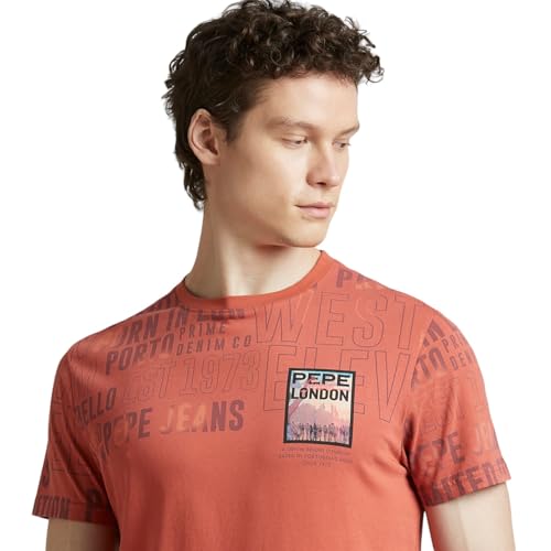 Pepe Jeans Men's Slim Fit T-Shirt (PM509822 Teracotta Brown