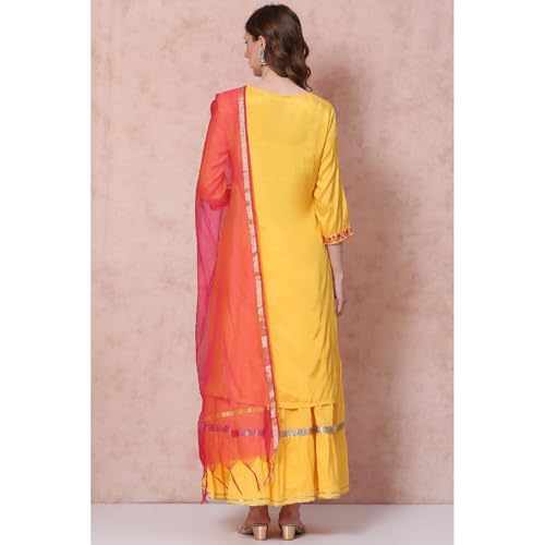 Rangriti Women Viscose Solid Suit Set (RSKASSORTED15445AW21YELL_Yellow