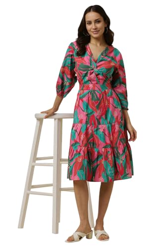 Allen Solly Women's Cotton Modern Knee-Length Dress (AHDRCRGFQ67749_Pink