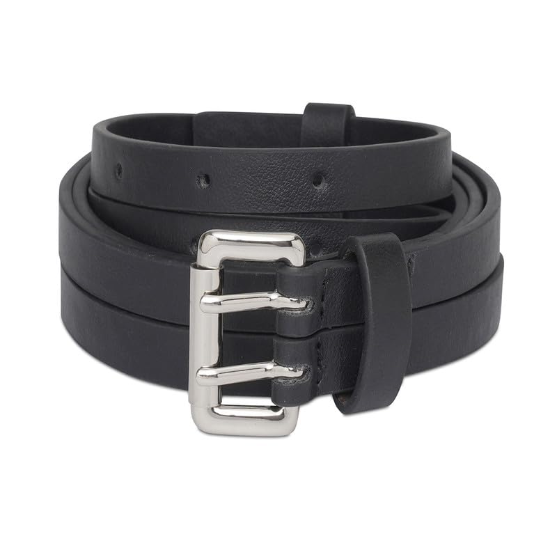 UNITED COLORS OF BENETTON Manon Women Casual Belt - Black, S 70Cm | Pin Closure | Waist Size : 26-31 | Double Prong Buckle With Pebbled Textured