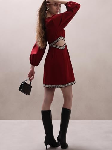 VERO MODA Women's Fit and Flare Red Dress