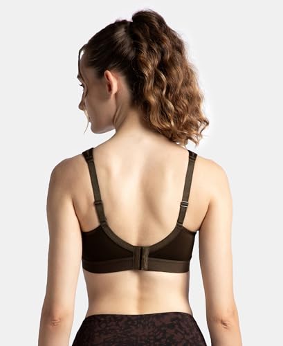 Jockey MI11 Women's Wirefree Non Padded Microfiber Elastane Stretch Full Coverage Sports Bra with StayDry Treatment_Coffee_32C