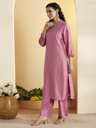 BIBA Viscose Rayon Printed Straight Semi-Formal Kurta With Palazzo