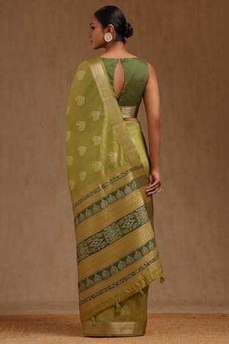 Soch Womens Light Green Tussar Woven Design Saree