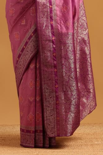 Soch Womens Lavender Silk Ethnic Motifs Zari Woven Saree