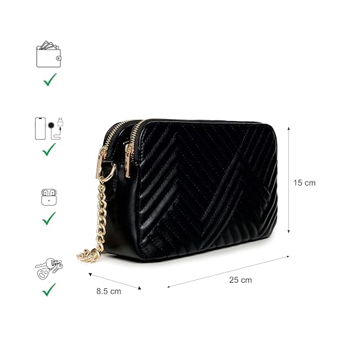 Fastrack StitchPlay Sling | Quilted Faux-Leather Women’s Handbag | Crossbody with 3 Compartments & Metal Strap | Sling for Everyday Carry