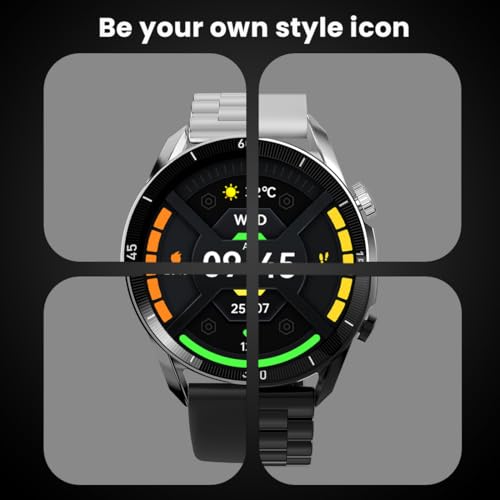 Fire-Boltt Legacy Luxury Smart Watch with 1.43” Super AMOLED, Bluetooth Calling, Wireless Charging, Voice Assistant, 110+ Sports Modes & Health Tracking, Smart Watch for Man & Woman– Grey S