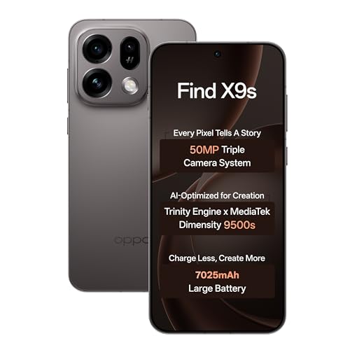Oppo Find X9s 5G (Midnight Grey, 12GB, 512GB) | Hasselblad 50MP Triple Camera | 120× Super Zoom | MediaTek Dimensity 9500s | 7025mAh 80W SUPERVOOC | ColorOS 16