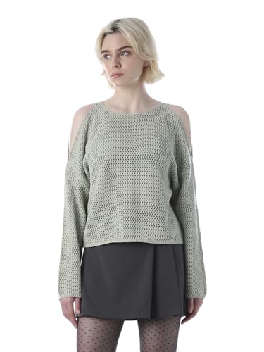ONLY Women's Self Design Regular Fit Green Sweater