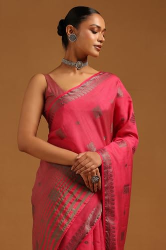 Soch Womens Fuchsia Art Silk Woven Design Saree