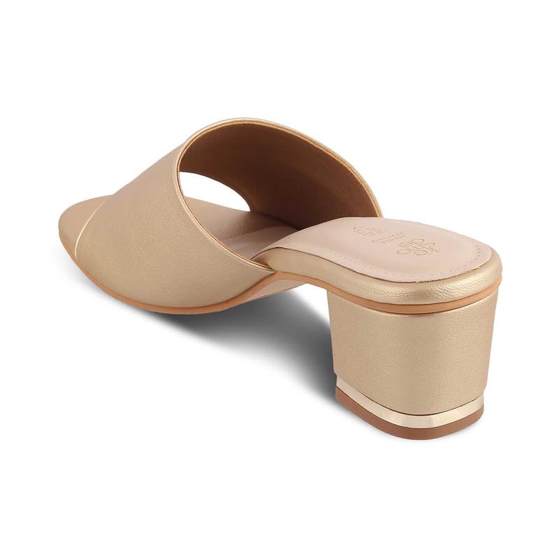 tresmode 240-MACKY GOLD WOMEN DRESS BLOCK HEELS SANDALS EU/36 UK/3