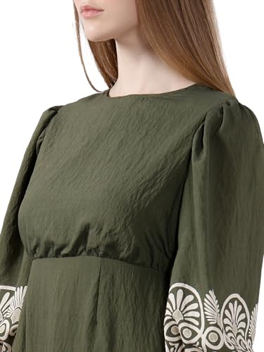 VERO MODA Women's Fit and Flare Green Dress