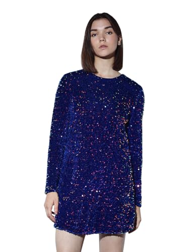 ONLY Women's Polyester Shift Mini Dress (15278822-Surf The Web_Surf