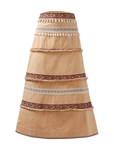 VERO MODA Women's Flared High Rise Beige Skirt