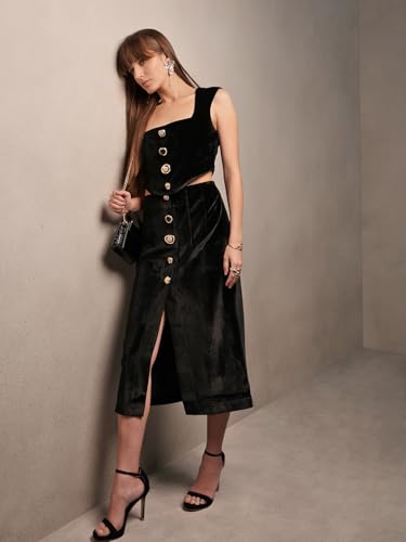 VERO MODA Women's Straight Fit High-Rise Black Skirt