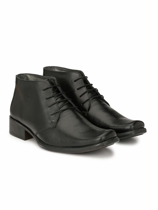 HITZ Men's Black Leather Derby Formal Ankle Shoes