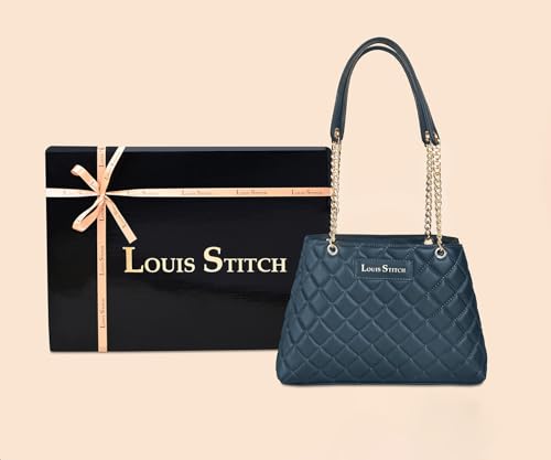 LOUIS STITCH Stylish Dark Blue Handbag for Women | Multi Pocket Ladies Satchel Handbag for Travel, Office, College | LDB-12-CUSBDB