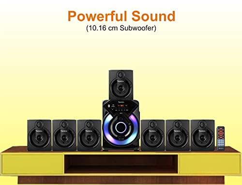 TRONICA Series 7.1 Channel Home Theater System Bluetooth, USB, FM, SD, AUX, RCA Inputs, LED TV Compatible, 4" Active Subwoofer, 3" Passive Radiator, Vivid Lighting, Wireless Remote