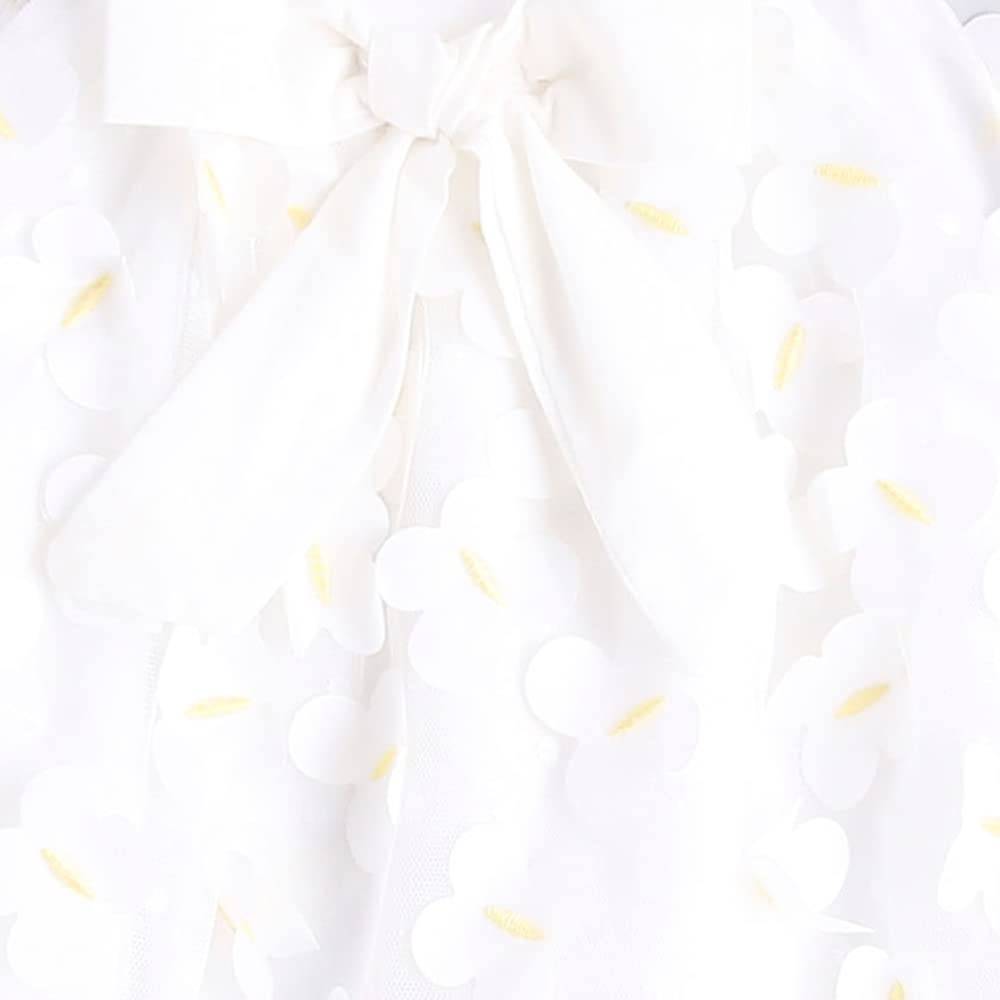 Hopscotch Girls Polyester Solid Polyester A-line Casual Dresses In White Color For Ages 3-4 Years (FLM-3406989)