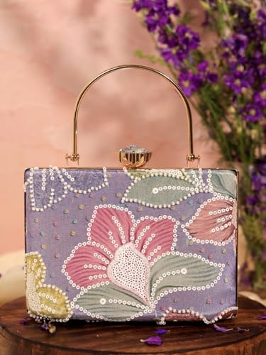 THE TAN CLAN Riveria Multicolor Casket Clutch | Box-Style Colorful Evening Bag for Women | Party Clutch Purse