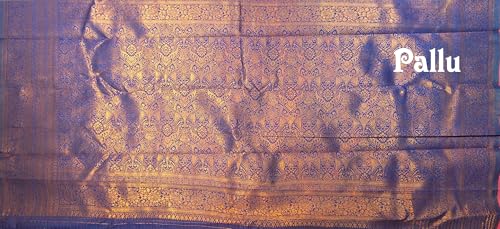 SREE KUMARAN Women's Kanchipuram Kubera Silk Pure Pattu Saree - Flower Border With Blouse (VSK571-1)