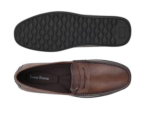 LOUIS STITCH Tan Italian Milled Leather Formal Shoes for Men | Ultra Lightweight Men’s Slip On Formal Loafers | Comfortable for Long Hours | LSPDFLTN | (UK-10)