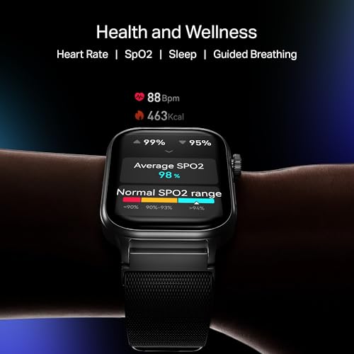 Boat Storm Infinity Plus Smartwatch with 20 Days Battery, ASAP™ Charge, 4.97 cm HD Display, Functional Crown, Multiple Sports Modes, BT Calling, SOS, IP68, Heart Rate & SpO2 Monitor (Sports Black)