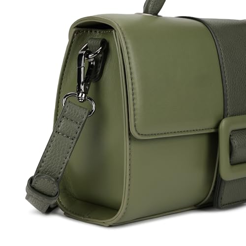 Fastrack Olive play satchel | Faux-Leather Women’s Handbag in olive | Buckle-Flap Design with Dual Carry Options & Spacious Interior