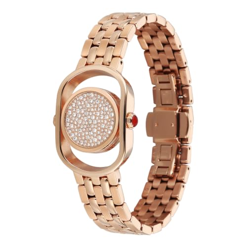 Titan Raga Paris with Love Quartz Analog 3Hands Display Red/Mirror Polished dial with Embossed Pattern Dial Rose Gold Stainless Steel Strap Watch for Women - 2839WM01