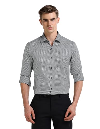 ARROW Men's Geometric Regular Fit Shirt (ARAEOSH1731_Black