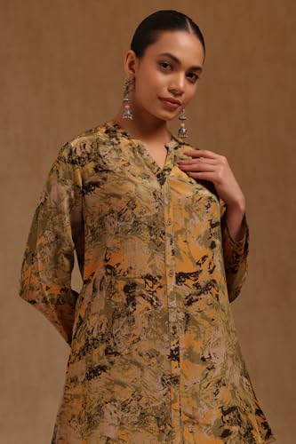 Soch Womens Olive Crepe Abstract Print Tunic