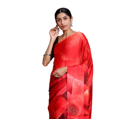 Kalyan Silks Women's Maroon Creap Saree With Orange Border With Self Design Blouse
