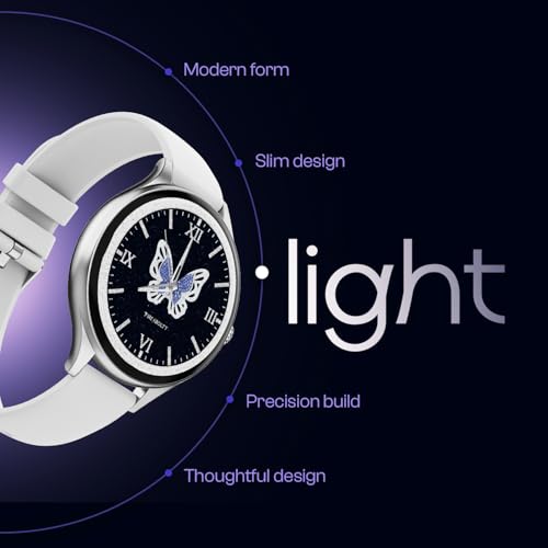 Fire-Boltt Phoenix Air Smart Watch 1.26” Round Display, Rotating Button, Wireless Charging, Ultra Lightweight Metal Body, Bluetooth Calling, Smartwatch with Silicone & Mesh Steel Straps Cloud White