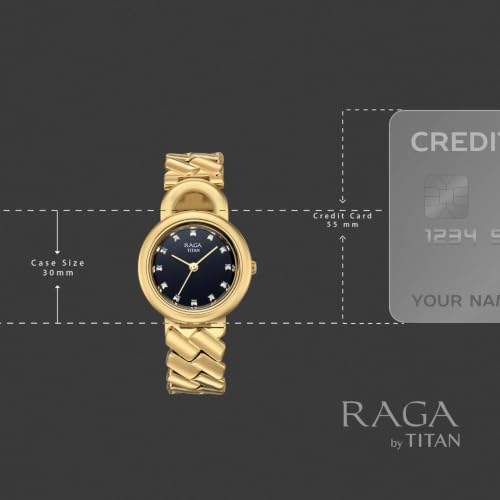 Raga Unlocked Quartz 3 Hand Round Blue Dial, IP-Gold G28 Strap Watch for Women - 2820YM01