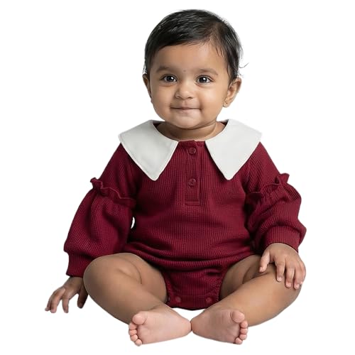 Hopscotch Contrast Collar Textured Onesie (0-3 Months)