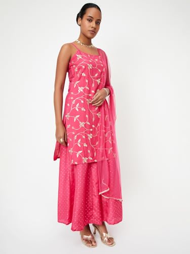 Max Women Embellished Straight Kurta Set,Pink,M
