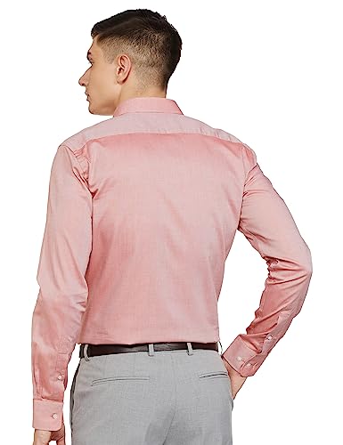 Park Avenue Men's Cotton Structure Slim Fit Shirt (Pmsx17126-E4_Medium Orange