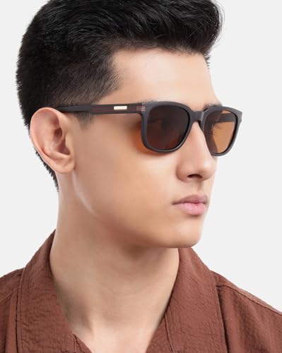 Carlton London Brown and Gold Toned with Brown Polarised Lens Sunglass for men