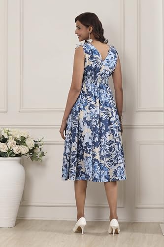 Biba Women Blue Cotton Kalidar Dress_36